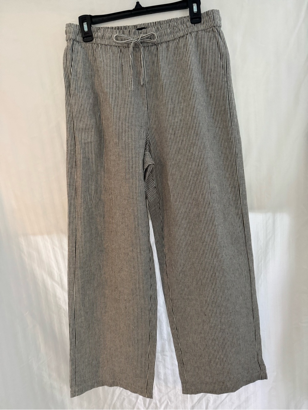 J. Crew Linen Blend Pants in Gray-White Stripe Size 8 NWT